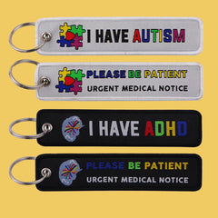I Have Autism Please Be Patient Embroidered Keyring Keychain
