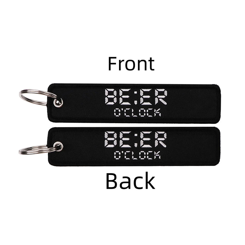 Beer o Clock Embroidered Keyring Keychain