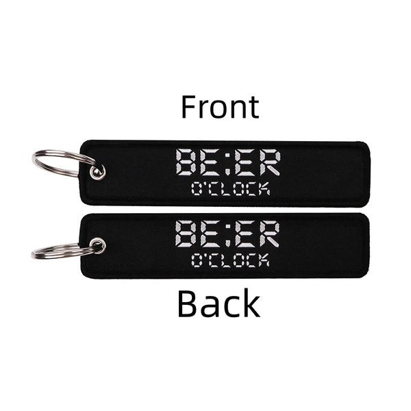 Beer o Clock Embroidered Keyring Keychain
