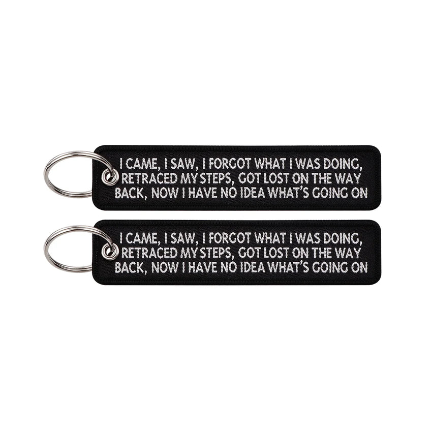 I Came I Saw I Forgot What I Was Doing Embroidered Keyring Keychain