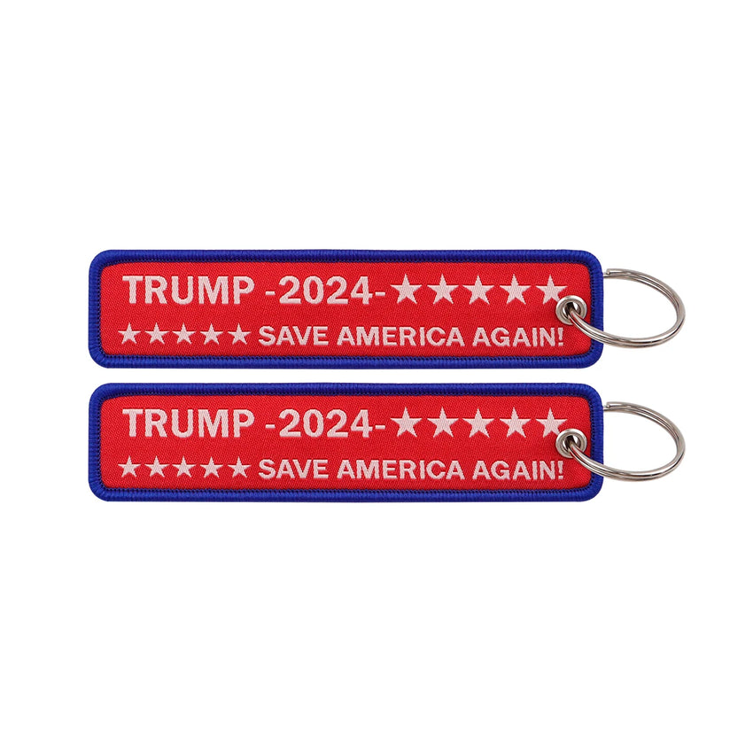 Trump 2024 Save America Again Embroidered Keyring Keychain