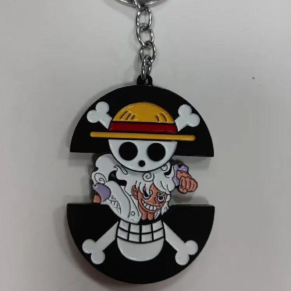 One Piece Jolly Roger x Luffy Gear 5 Retractable Enamel Keyring Keychain
