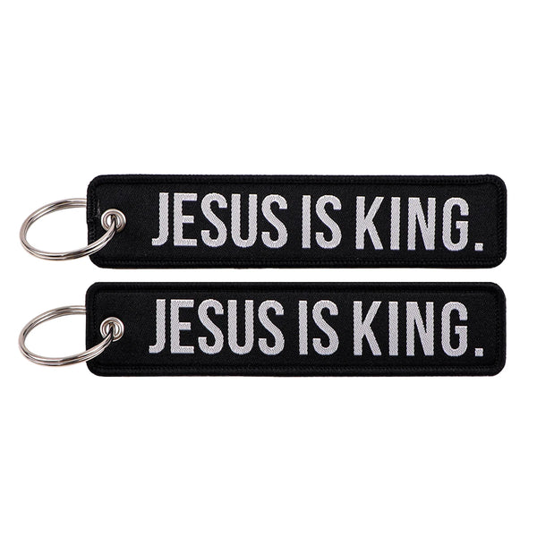 Jesus is King Embroidered Keyring Keychain