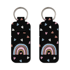 Black Heart Rainbow Lipstick Holder Keychain