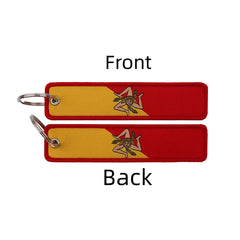 Flag of Sicily Trinacria Symbol Embroidered Keyring Keychain