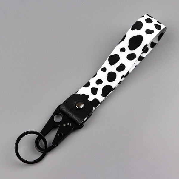 Cow Print Wrist Lanyard Keyring Clip Keychain