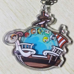 One Piece Going Merry Fun Pirate Shaker Acrylic Keyring Keychain