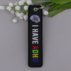 I Have ADHD Please Be Patient Embroidered Keyring Keychain