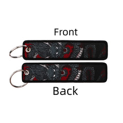 Raging Dragon Embroidered Keyring Keychain
