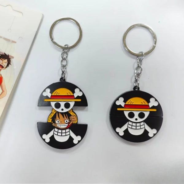 One Piece Jolly Roger x Luffy Retractable Enamel Keyring Keychain