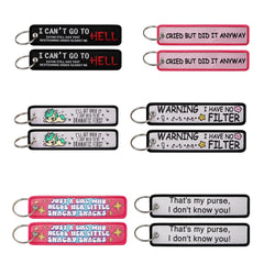I Like CAts and Coffee and Maybe 3 People Embroidered Keyring Keychain