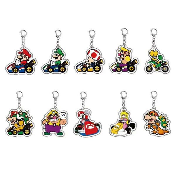 Super Mario Bros Princess Peach Mario Kart Acrylic Keyring Keychain