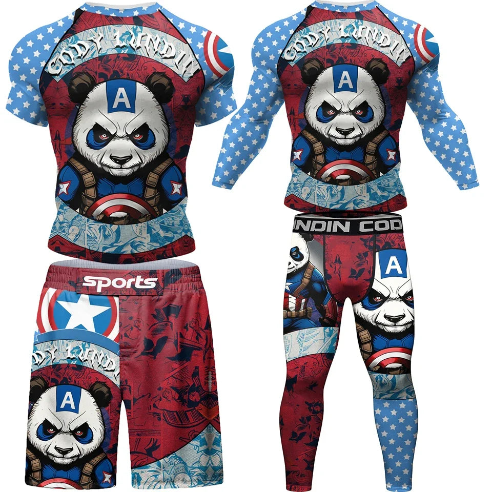 Panda Compression 'Captain Panda' Short Sleeve Rashguard 4 Piece Set