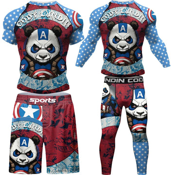 Panda Compression 'Captain Panda' Short Sleeve Rashguard 4 Piece Set