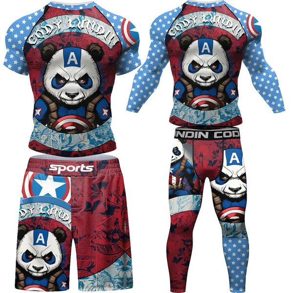 Panda Compression 'Captain Panda' Short Sleeve Rashguard 4 Piece Set