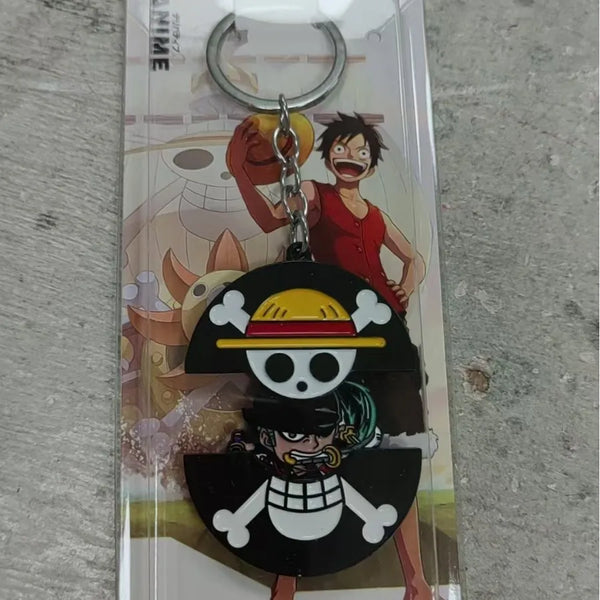 One Piece Jolly Roger x Zoro Retractable Enamel Keyring Keychain