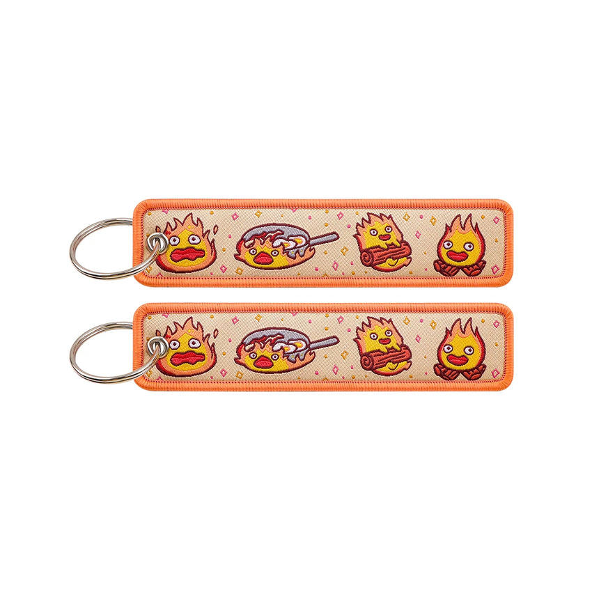 Howl’s Moving Castle Calcifer Fire Demon Embroidered Keyring Keychain