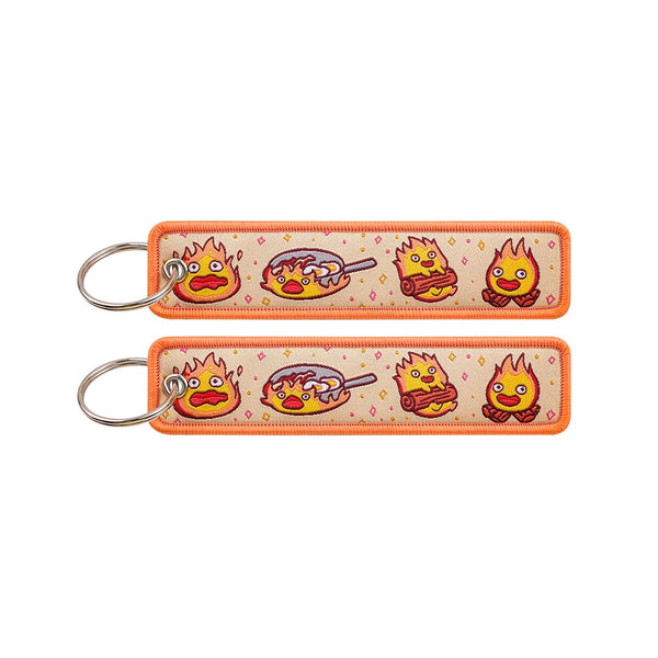 Howl’s Moving Castle Calcifer Fire Demon Embroidered Keyring Keychain