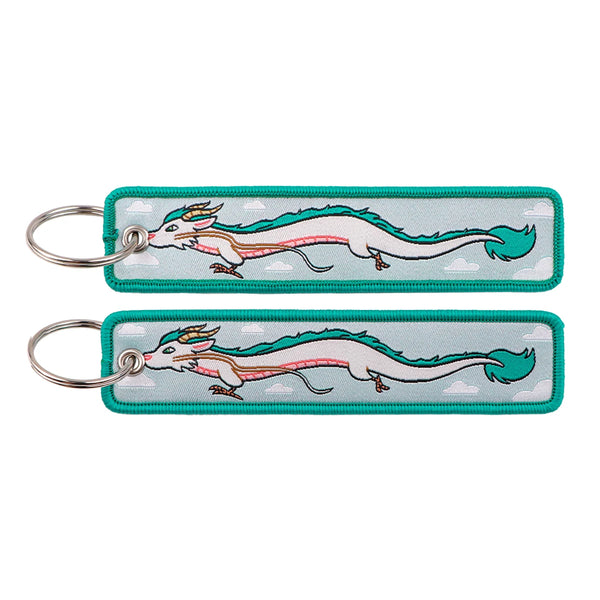 Spirited Away Flying Dragon Haku Embroidered Keyring Keychain