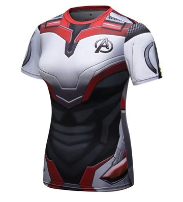 Women's Avengers End Game 'Quantum Realm Suit' Elite Short Sleeve Compression Rashguard