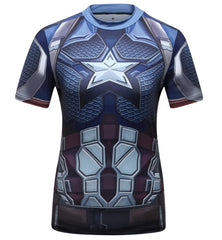 Women's Captain Steve Rogers 'End Game' Elite Short Sleeve Compression Rash Guard