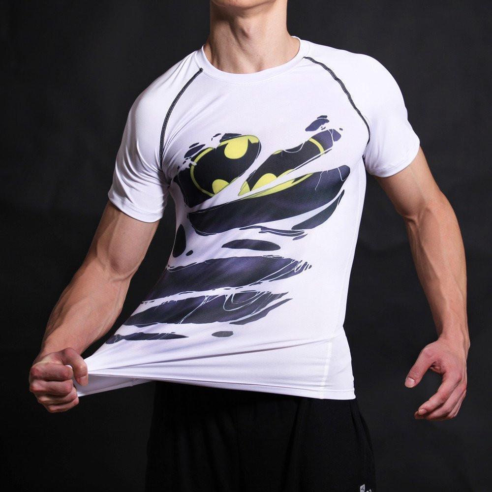 Batman White "Hero Revealed" Compression Rashguard-RashGuardStore