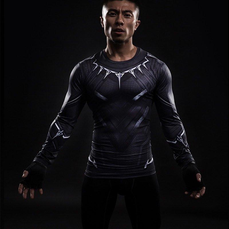 Black Panther Compression Long Sleeve Rashguard-RashGuardStore