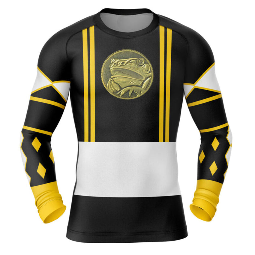 Kids Power Rangers 'Black Ranger | Frog | Ninjetti' Long Sleeve Compression  Rashguard
