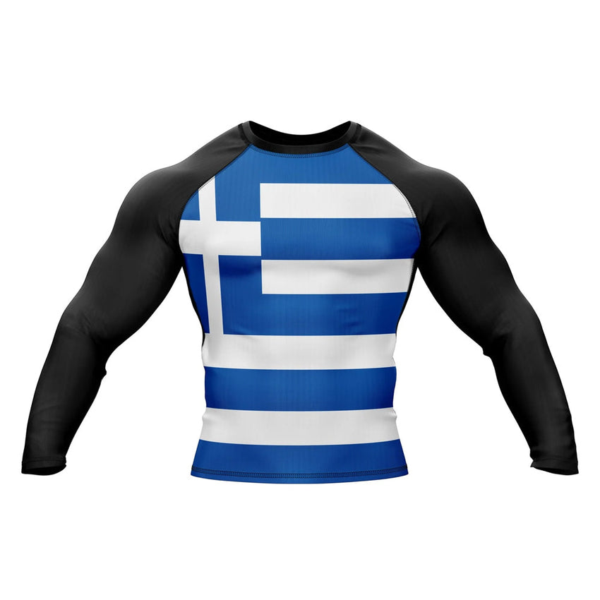 Greece Flag Long Sleeve Compression Rashguard