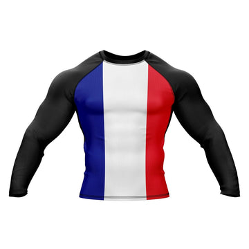 French Flag Long Sleeve Compression Rashguard