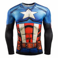 Captain America Animated Long Sleeve Compression Rash Guard-RashGuardStore