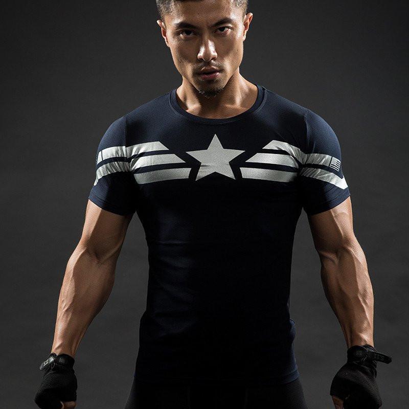 Captain America Bootcamp Compression Rash Guard-RashGuardStore