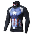 Captain America Long Sleeve Compression High Collar Rashguard-RashGuardStore