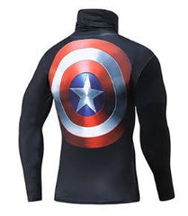 Captain America Long Sleeve Compression High Collar Rashguard-RashGuardStore