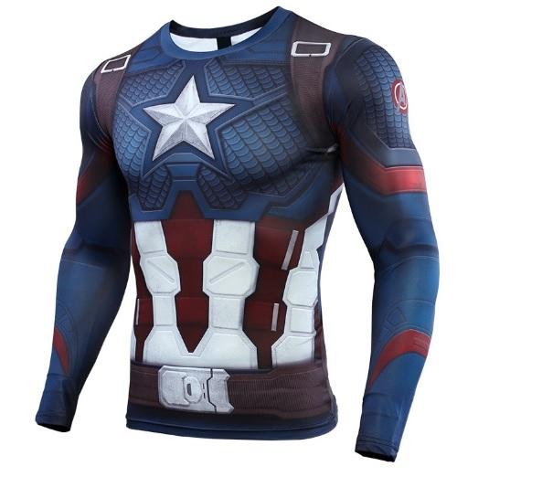 Captain America Steve Rogers 'End Game' Premium Long Sleeve Compression Rash Guard-RashGuardStore