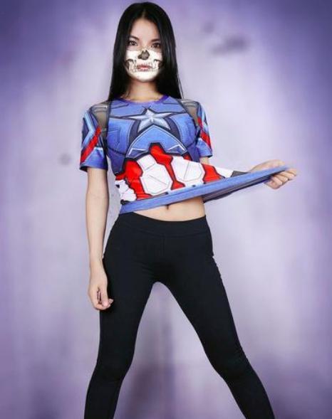 Captain America Women's Compression Rash Guard-RashGuardStore