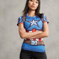 Captain America Women's Short Sleeve Compression Rashguard-RashGuardStore