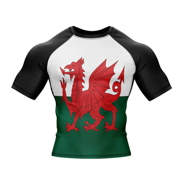 Wales Flag Short Sleeve Compression Rashguard