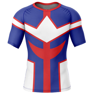 BJJ Rash Guard All Might My Hero Academia Short Sleeve Compression Rash Guard Rashguard