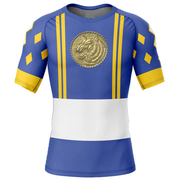 Kids Power Rangers 'Blue Ranger | Wolf | Ninjetti' Compression Short Sleeve Rashguard