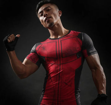 Deadpool 'Comic' Short Sleeve Compression Rashguard-RashGuardStore