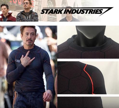 Iron Man 'Stark Industries' No Reactor Long Sleeve Premium Compression Rash Guard-RashGuardStore
