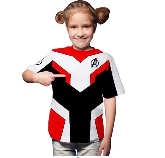 Kid's Avengers "End Game" Orange Short Sleeve Compression Rash Guard-RashGuardStore