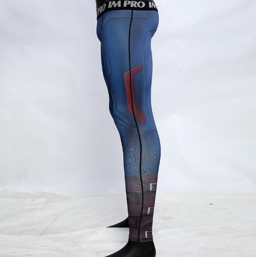 Men's Captain America Steve Rogers 'End Game' Premium Compression Leggings Spats-RashGuardStore