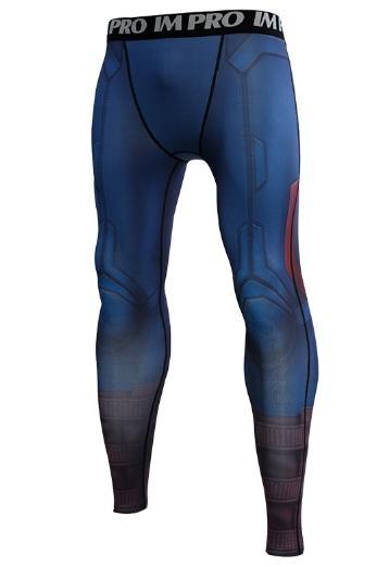 Men's Captain America Steve Rogers 'End Game' Premium Compression Leggings Spats-RashGuardStore