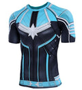 Men's Captain Marvel Carol Danvers 'Star Force' Green Kree Compression Short Sleeve Rashguard-RashGuardStore