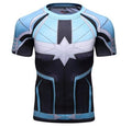 Men's Captain Marvel Carol Danvers 'Star Force' Green Kree Premium Compression Short Sleeve Rashguard-RashGuardStore