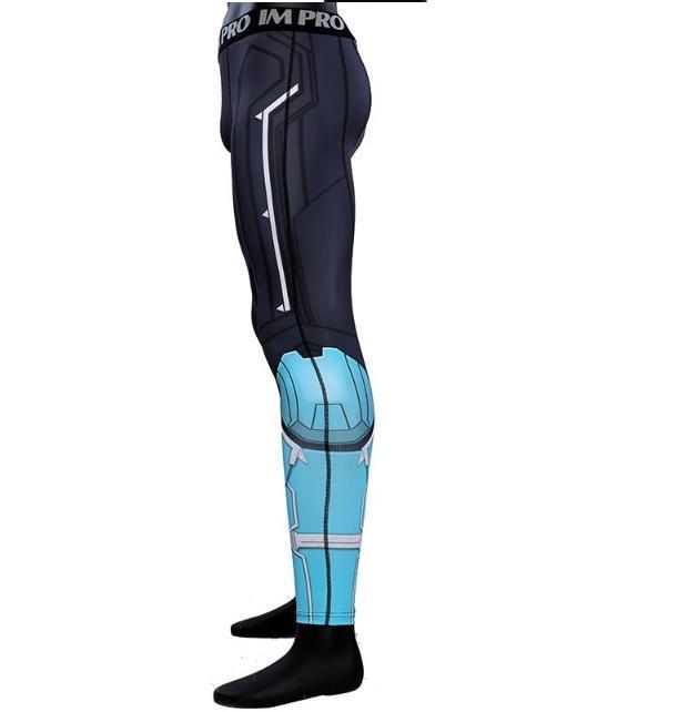 Men's Men's Captain Marvel Carol Danvers 'Star Force' Green Kree Compression Leggings Spats-RashGuardStore