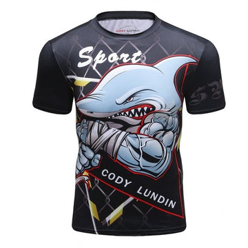 Shark Compression 'The Cage' Elite Short Sleeve Rashguard
