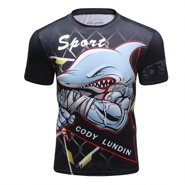 Shark Compression 'The Cage' Elite Short Sleeve Rashguard